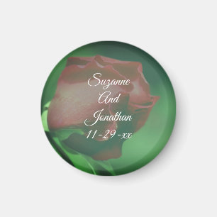 Red Rosenknospe Blume Personalisiert Wedding Magnet