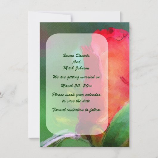 Red Rosenknospe Blume Wedding Save The Date (Vorderseite)
