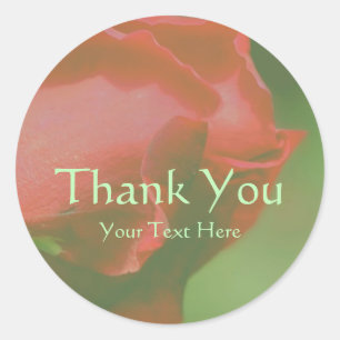 Red Rosenknospe Blumen Danke, Personalisiert Runder Aufkleber