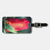 Red Rosenknospe Blumen Personalisiert Gepäckanhänger (Vorderseite horizontal)
