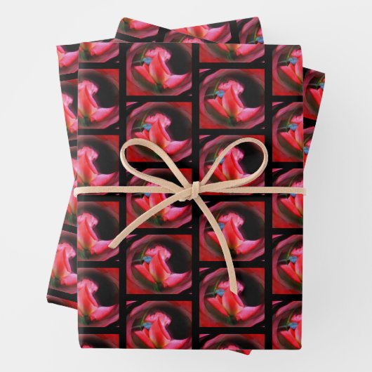 Red Rosenknospe Energy Floral Abstrakte Kunst Geschenkpapier Set (Beispiel)