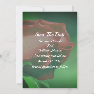 Red Rosenknospe Floral Wedding Save The Date