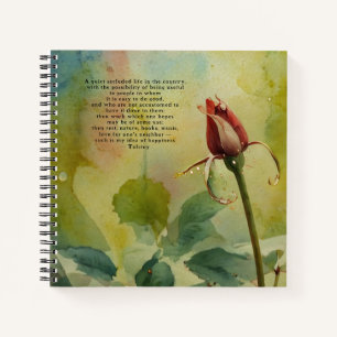 Red Rosenknospe Leo Tolstoi Zitat Blumengrün Journ Notizblock