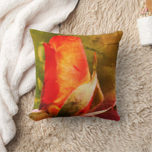 Red Rosenknospe Nah Up Abstrakt Grunge Kissen