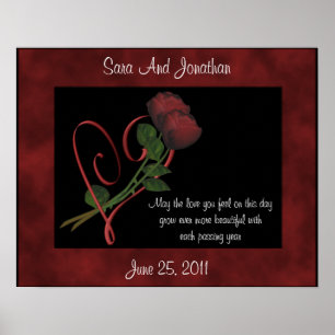 Red Rosenknospe Red Heart Wedding Poster