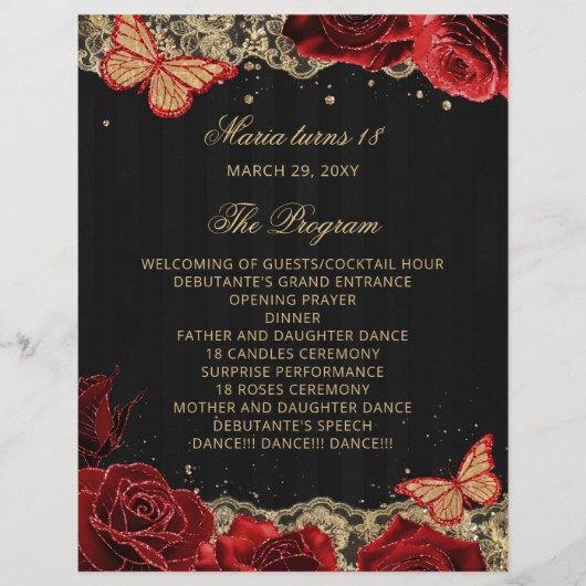 Red Roses 18 Candles and Roses Ceremony Program (Vorderseite)