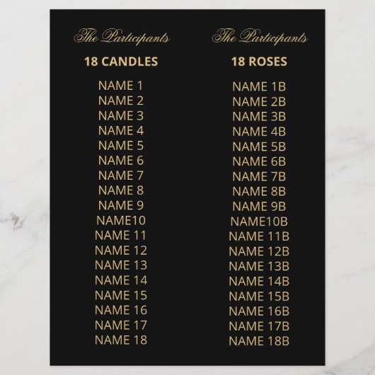 Red Roses 18 Candles and Roses Ceremony Program (Rückseite)