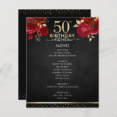 Red Roses 50th Birthday Celebration Menu (Vorne/Hinten)