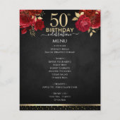 Red Roses 50th Birthday Celebration Menu (Vorderseite)