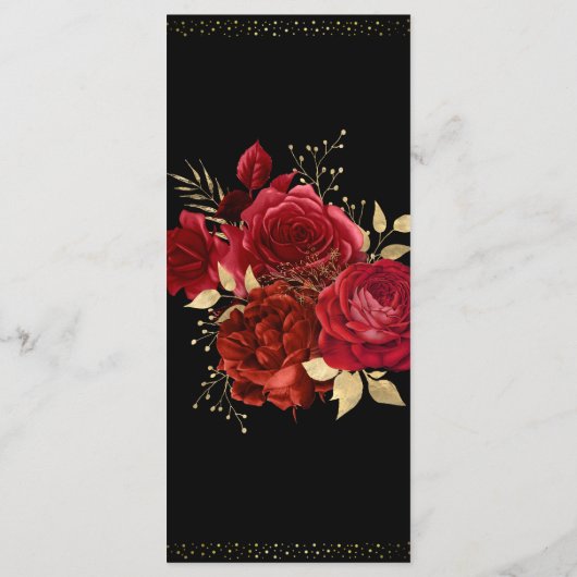 Red Roses 50th Birthday Celebration Menu Menükarte (Rückseite)