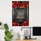 Red roses 50th birthday Large Format  Poster (Heimbüro)