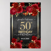 Red roses 50th birthday Large Format Poster (Vorne)