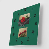 Red Roses Acrylic Wall Clock Quadratische Wanduhr (Winkel)