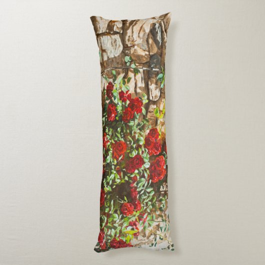 Red Roses Against a Stone Wall Seitenschläferkissen (Rückseite (Vertikal))