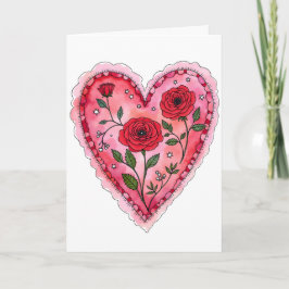 Red Roses and Heart Anniversary Valentine's Day Karte