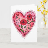 Red Roses and Heart Anniversary Valentine's Day Karte (Gelbe Blume)