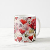 Red Roses and Hearts Valentine Kaffeetasse (VorderseiteRechts)