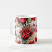 Red Roses and Hearts Valentine Kaffeetasse (Vorderseite Links)