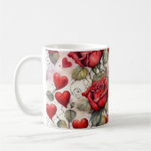 Red Roses and Hearts Valentine Kaffeetasse (Links)