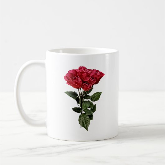 Red Roses and Leaves Kaffeetasse (Links)