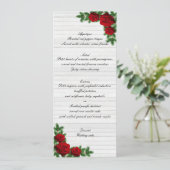 Red Roses And Pine Branch Christmas Wedding Menu Menükarte (Stehend Vorderseite)
