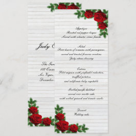 Red Roses And Pine Branch Christmas Wedding Menu Menükarte