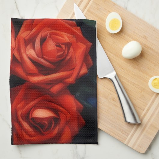Red Roses Art Kitchen Towel Geschirrtuch (Viertel Falte)
