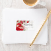 Red Roses & Babys Breath Elegant Floral Wedding  Adressaufkleber (Insitu)