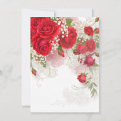Red Roses & Babys Breath Elegant Floral Wedding  Einladung (Rückseite)