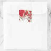 Red Roses & Babys Breath Elegant Floral Wedding  Quadratischer Aufkleber (Tasche)