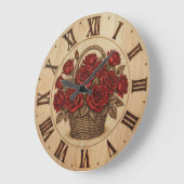 Red Roses Basket Wall Clock Große Wanduhr (Winkel)