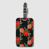 Red Roses, Black Background, Gepäckanhänger (Vorderseite Vertikal)