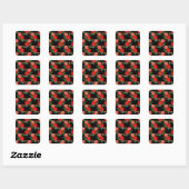 Red Roses, Black Background, Quadratischer Aufkleber (Blatt)