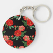 Red Roses, Black Background, Schlüsselanhänger (Rückseite)