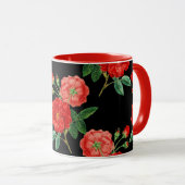 Red Roses, Black Background, Tasse (VorderseiteRechts)