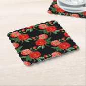 Red Roses, Black Background, Untersetzer (angewinkelt)