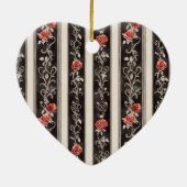 Red Roses Faux Wood Floral Christmas Keramik Ornament (Hinten)