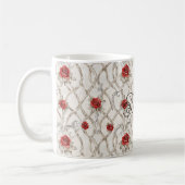 Red Roses Faux Wood Floral Love Kaffeetasse (Links)
