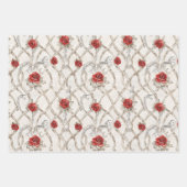Red Roses Faux Wood Floral Wedding Geschenkpapier Set (Vorderseite 3)