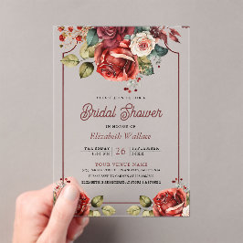 Red Roses Floral Bridal Shower Acryleinladungen