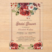 Red Roses Floral Bridal Shower Acryleinladungen (Vorderseite)