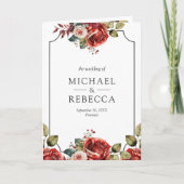 Red Roses Floral Frame Photo QR Code Wedding Einladung (Vorderseite)