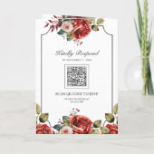 Red Roses Floral Frame Photo QR Code Wedding Einladung (Rückseite)