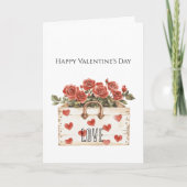 Red Roses Floral Hearts Valentine's Day Karte (Vorderseite)