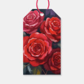 Red Roses Floral Watercolor Painted Flowers Geschenkanhänger (Rückseite)