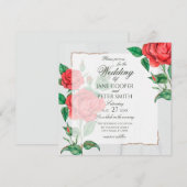 Red Roses floral Wedding Invitation Einladung (Vorne/Hinten)