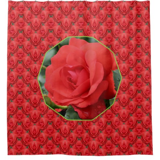 Red Roses Foral Art Pattern  Duschvorhang (Vorderseite)