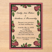 Red Roses Frame Image with Light Red Cloud Wedding Acryleinladungen (Vorderseite)
