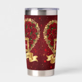 Red Roses Gold Glitter Love Story Tumbler Thermobecher (Links)