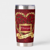 Red Roses Gold Glitter Love Story Tumbler Thermobecher (Rückseite)
